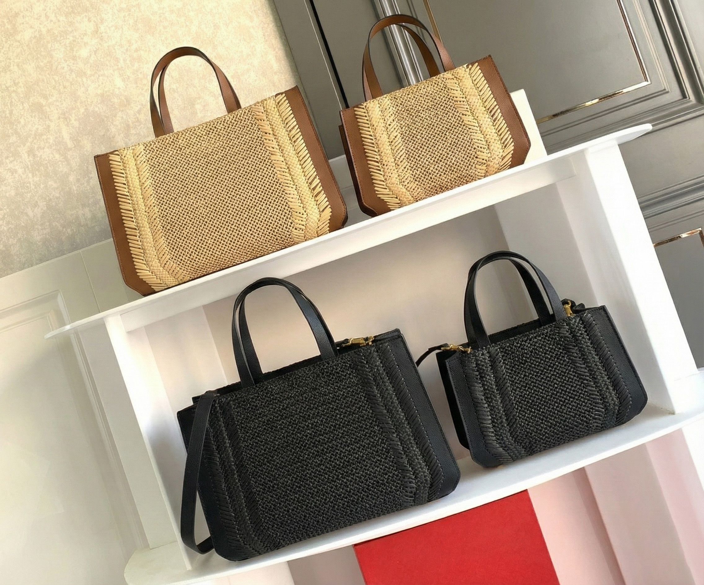 Designer Straw Tote Shoulder Bag for Woman casual Lady bags Commuter Versatile Fashion Relaxed Vintage Knitting Shopping Bags Underarm bag Wallet womens Purse PRPU - 1 of 8