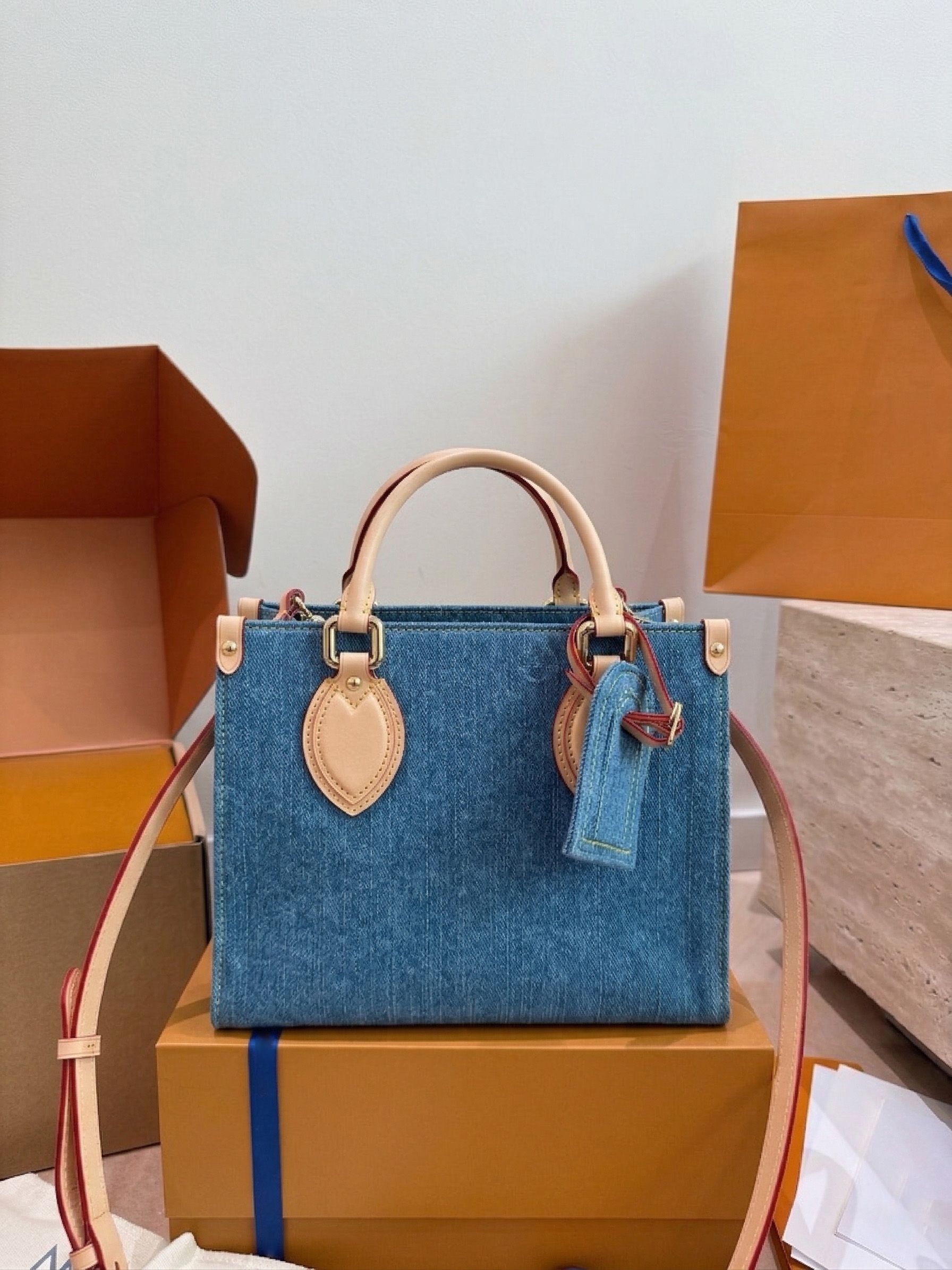 Designer High Quality Blue Denim Tote Bags Retro Women Shoulder Bag Fashion Crossbody Purses Classic Bucket Bag Backpack Wholesale Handbags Womens Purse PRPU - 6 of 8