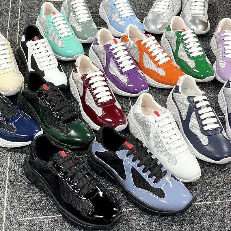 Men Women Patent Leather Black Mesh Lace Up Casual Sneakers Flat Outdoor Sports Running Trainers Shoes Big Size 49 With Box NO53 - 2 of 9