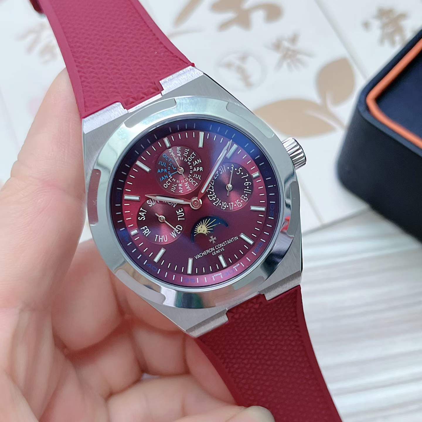 Vacheron Constantin Overseas Burgundy Watch 4300V/220G-H151 Watch Ceramic Bezel Men's Watch Stainless Steel Case Silver Case New Black Case - 1 of 8