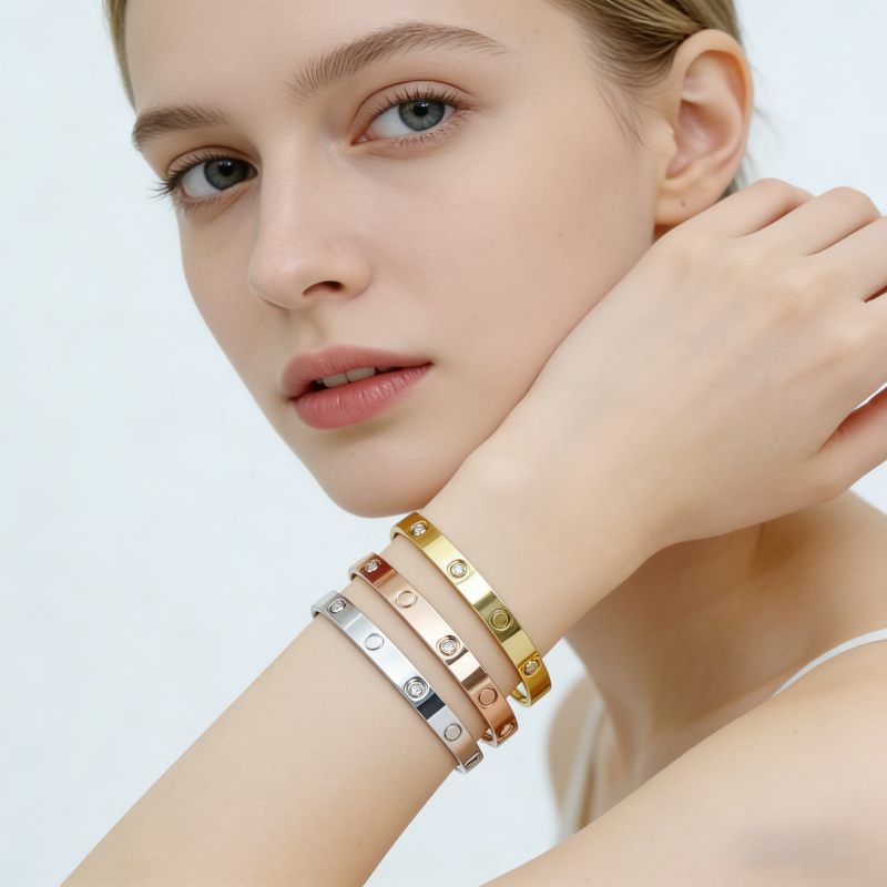 gold bangle bracelet for women love style stainless steel jewelry bracelet designer for women men bangles luxury designer jewelry charm braclet parties gifts - 6 of 9