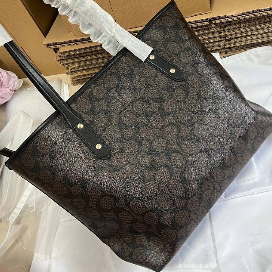 Designer Bag Luxury Bag Shoulder Bag Dark Brown tote bag Classic Large Capacity Canvas Bag Trendy Fall and Winter Must-Have Bag Metal Hardware Crossbody Bag - 4 of 8