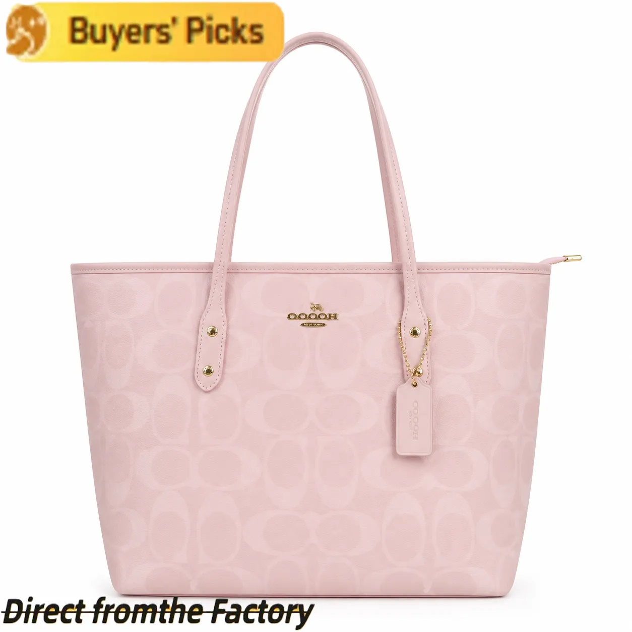 Pink Tote Bag Designer Bag Large Capacity Bag Women's Shopping Bag Canvas With Metal Hardware Classic Fall Winter Fashion BagClassic Fall/Winter Fashion Bag - 2 of 7