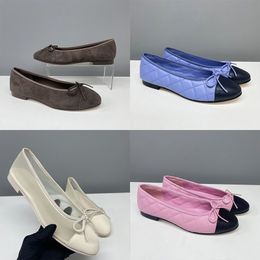 Women Suede Ballet Flats Designer Velvet Loafers Bow Mesh Sandals Dinner Dress Shoes Girls Slip-On Wedding Party Boat Shoes 891 - chnbuybuy