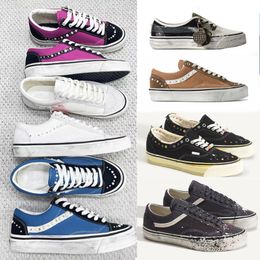 Free Shipping Designer Classic Pearlized Canvas Shoes Men Sneakers Women Old Skools Shoes Pearl Retro Skate Flats Scarpe Plate-forme Trainers Casual Shoes 1083 - chnbuybuy