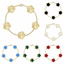 have 5 flower bracelet designer jewelry women bangle classic wedding gift white mother-of-pearl diamond bracelet fashion charm 18K gold plated 4 leaf clover bracelet - chnbuybuy