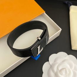 Luxury Men Leather Bracelet Bangle Black With Womens Birthday Gifts Bangle Hand Jewelry Christmas Fashion Style Gift Bracelet - chnbuybuy