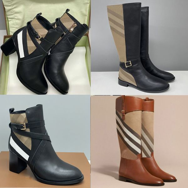 designer boots check leather ankle boots women martin boots over the knee high boots low heel real leather warm booties snow shoes winter boots high heel boots 633 - Shoes & Accessories - chnbuybuy