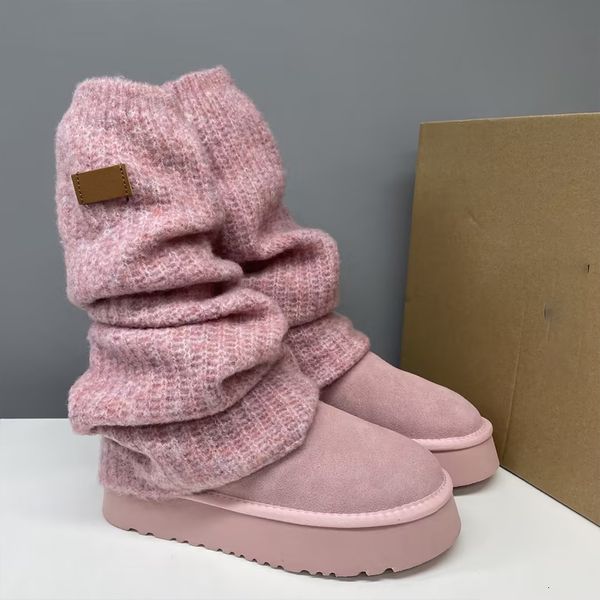 Classic Mini Dipper Boots Wool Over The Knee Boots Womens Puffer Boot Winter Sock Boots Wool Platform Boots Warm Wear Stretch Seam 960 - Shoes & Accessories - chnbuybuy