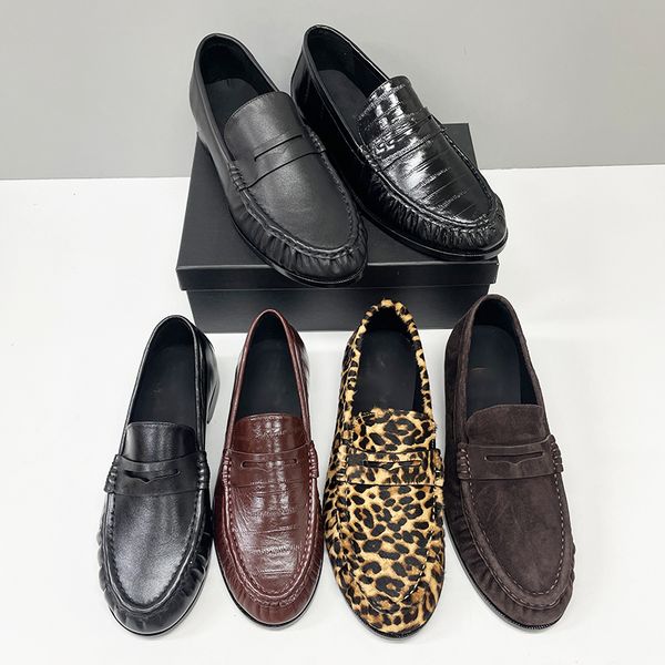10A Designer Pleated Penny Loafers For Men Women Genuine Leather Le Loafer Mules Slippers Creased Suede Flat Shoes Large Size EU47 Dress Shoes 1137 - Shoes & Accessories - chnbuybuy