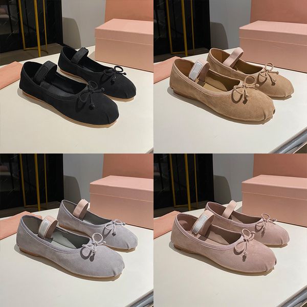 Designer Loafers Ballet Flat Shoes Women Leather Sandals Butterfly Soft Sole Suede Sneaker Elastic Band Shallow Mouth Mary Janes Casual Shoes 1062 - Shoes & Accessories - chnbuybuy