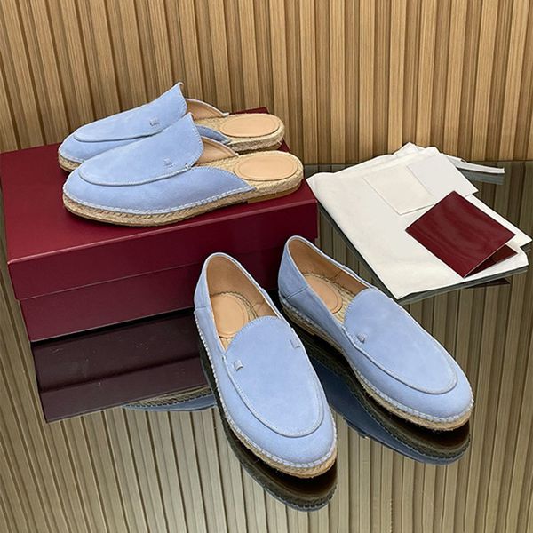 Trendy Women Loafer Slides Espadrille Mules Straw Woven Suede Leather Designer Casual Shoes 1034 - Shoes & Accessories - chnbuybuy