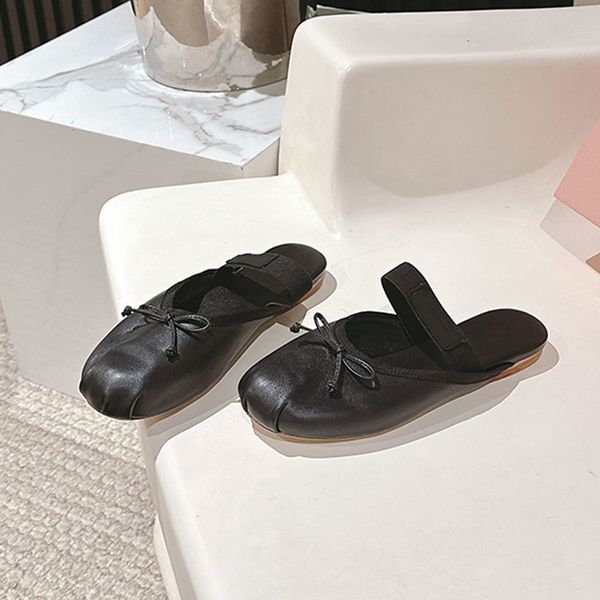 Fashion Girls Pink Satin Ballet Flats Ballerinas Luxury Bow Silk Mary Janes Leather Mules Round-toe Dress Shoes 1062 - Shoes & Accessories - chnbuybuy