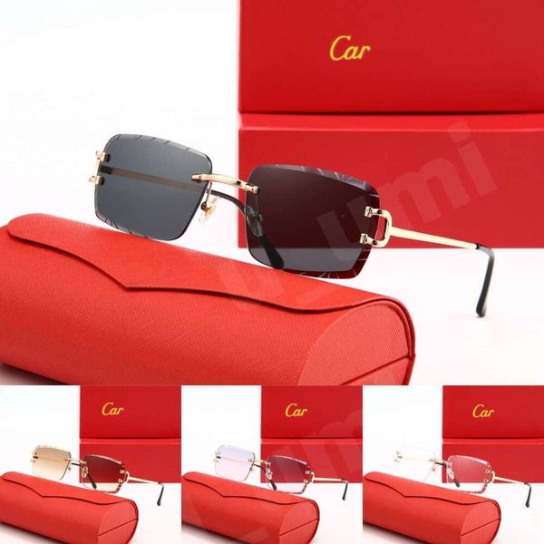 Luxury Designer Sunglasses Panthere Santos Rimless Metal Frame Titanium Gold Tone Leopard Claw Detail UV400 Protection Fashion Eyewear For Men Women With Box - Fashion Accessories - chnbuybuy