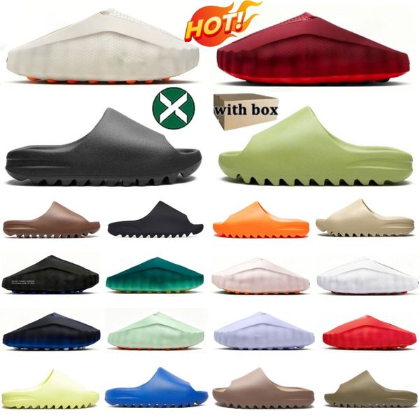 Free Shipping Designer slides for men slippers 001 onyx Bone Azure Flax Pure Ochre glow green Resin Soot womens sandals solid slide slipper sandal - Shoes & Accessories - chnbuybuy