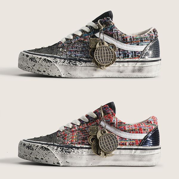 2026 Men Canvas Shoes Luxury Pearlized Sneakers Pearls Design Trainers Old Sports Casual Shoes Lace-Up Walking Shoe 1083 - Shoes & Accessories - chnbuybuy