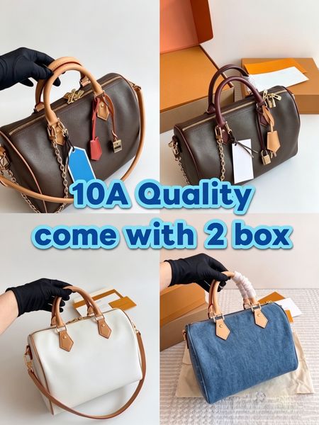Women's Designer-Style Boston Duffle Bag Genuine Leather Classic Pattern Canvas Shoulder Bag Vintage Boston Crossbody Handbags Tote Fashion Purse Travel Bag PRPU - Bags, Luggage & Accessories - chnbuybuy