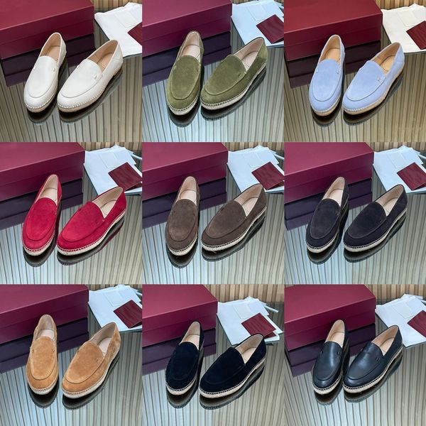 2026 New Women's Chic Espadrille Flats Designer Loafers Straw Woven Slip-On Slippers Soft Suede Leather Casual Summer Shoes 1034 - Shoes & Accessories - chnbuybuy