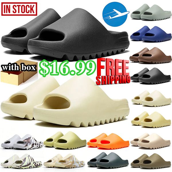free shipping with box designer mens womens slides slippers sandals desert sand Bone Resin Slate Grey Glow Green slide sandal shoes summer - Shoes & Accessories - chnbuybuy
