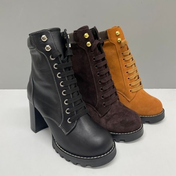 High Heel Boots Suede Calf Leather Winter Boots Camel Brown Ankle Boot Over Knee Boot Woman Martin Designer Classic New Vintage Print High Quality Letter Outsoles 013 - Shoes & Accessories - chnbuybuy