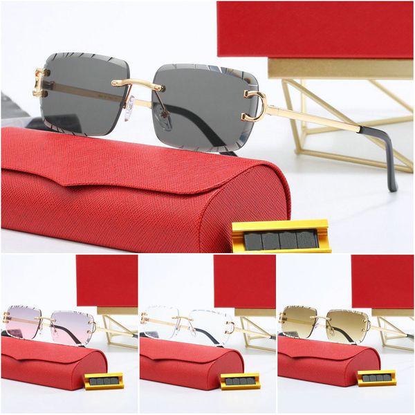 Designer Sunglasses Sports Mens Women Gold and Sier Frameless Metal Round Oval Optical Frame Black Grey Blue Transparent Lens Sun Eyewear Fashion Glasses - Bags, Shoes & Accs - chnbuybuy
