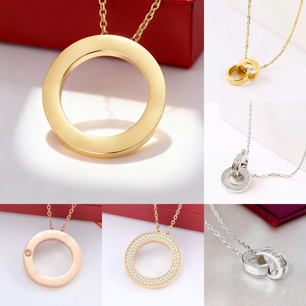 love necklace luxury jewelry designer necklace for woman circle pendant necklace with diamond 45cm screw necklace cross stone stainless steel necklace womens gift - Jewelry - chnbuybuy