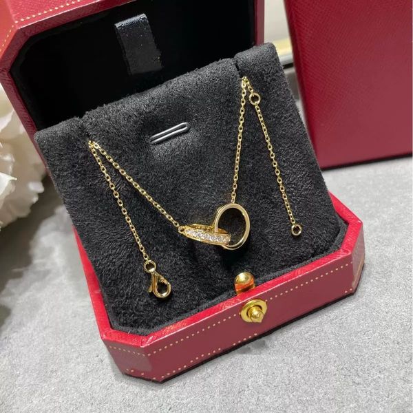 Luxury Designer Necklace Diamond Screw Love Necklaces For Men Cool Aesthetic Double Hoop Cjeweler Chains Mens Woman Pendant Necklaces Ladies Jewelry Gold Necklace - Jewelry - chnbuybuy